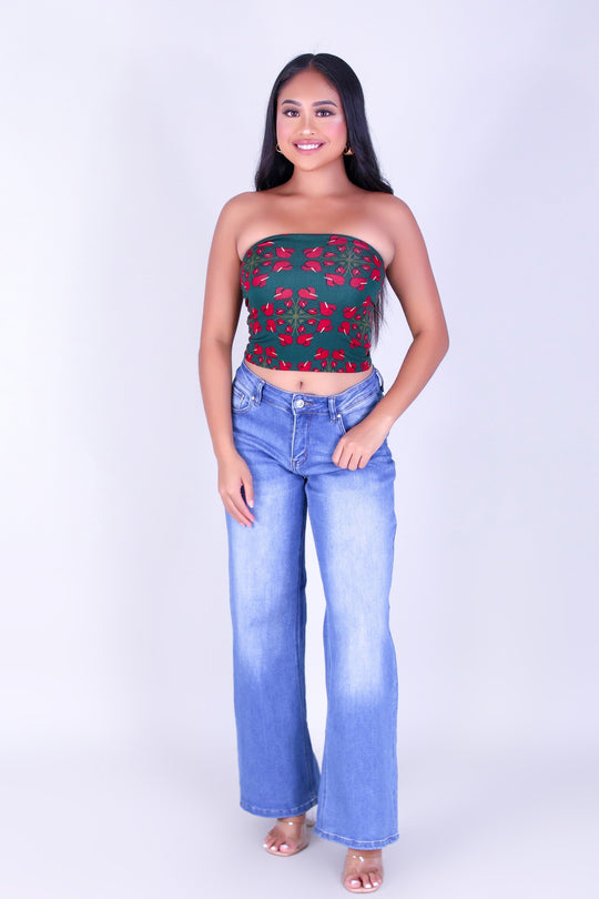 ANTHURIUM QUILT CROP TUBE TOP