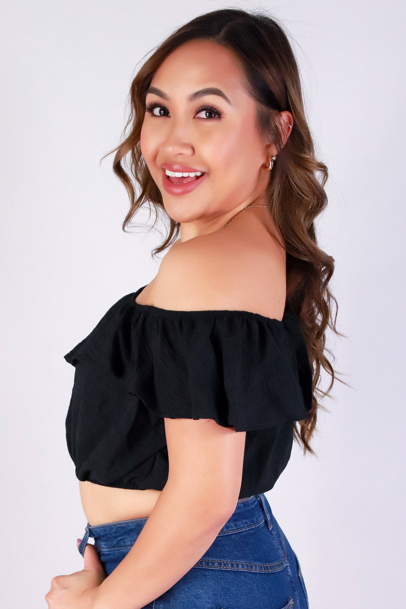 Jeans Warehouse Hawaii - S/S SOLID WOVEN TOPS - FLUTTER BABE TOP | By ROKOKO