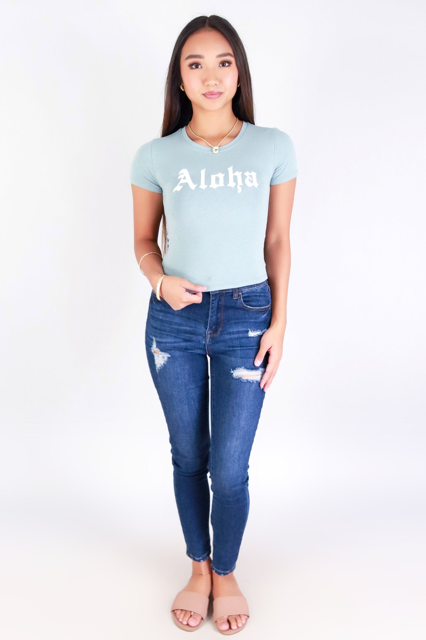 Jeans Warehouse Hawaii - S/S SCREEN - ALOHA CROP TEE | By POPULAR 21