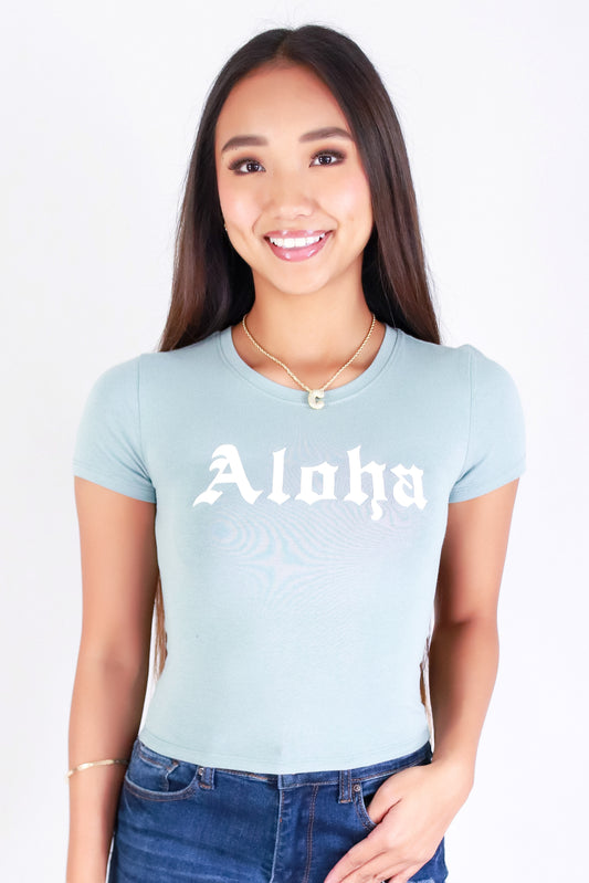 Jeans Warehouse Hawaii - S/S SCREEN - ALOHA CROP TEE | By POPULAR 21