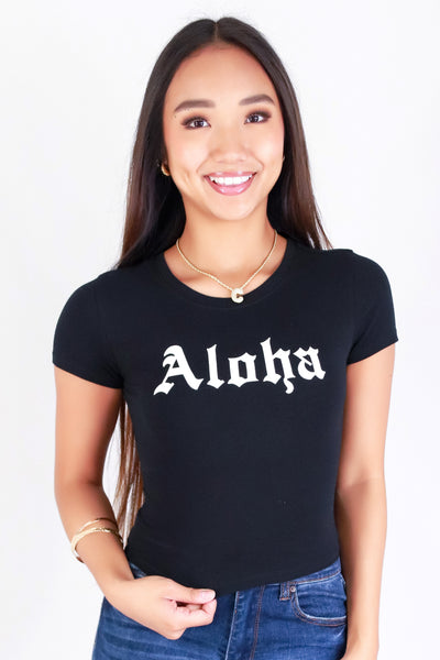 Jeans Warehouse Hawaii - S/S SCREEN - ALOHA CROP TEE | By POPULAR 21