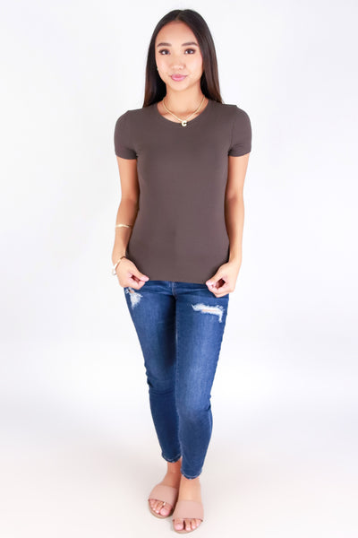 Jeans Warehouse Hawaii - S/S SOLID BASIC - SHE KNOWS BASIC TEE | By POPULAR 21