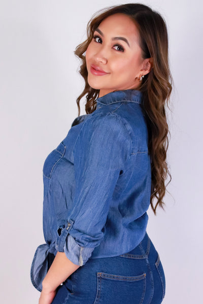 Jeans Warehouse Hawaii - 3/4 & L/S SOLID WOV TOPS - UNDONE MUSE LONG SLEEVE TOP | By MINTEE 16
