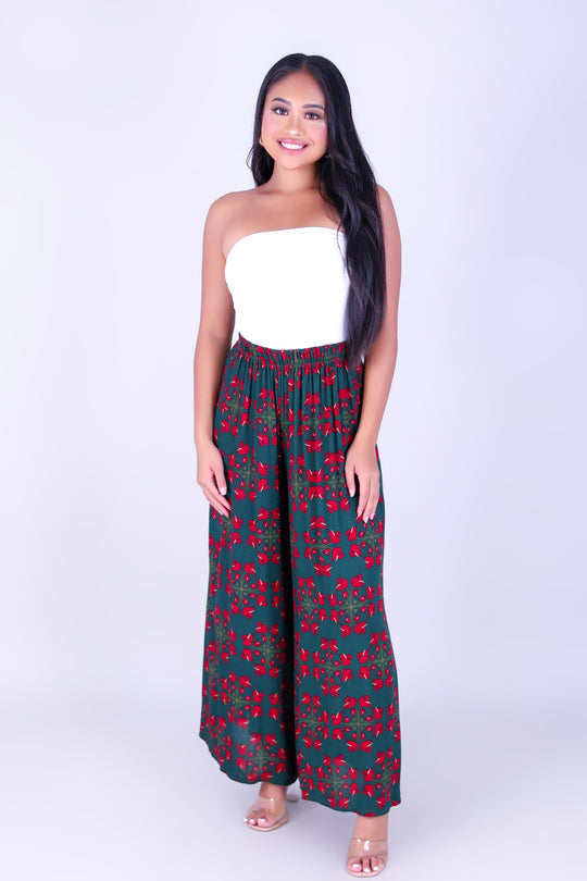 ANTHURIUM QUILT PALAZZO PANTS