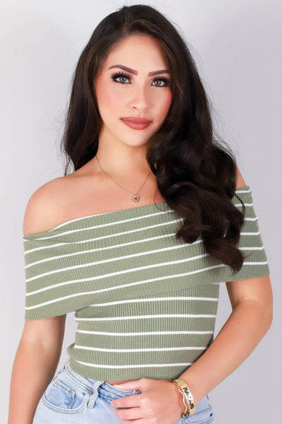 Jeans Warehouse Hawaii - SOLID SHORT SLEEVE - IT GIRL STRIPED TOP | By ACTIVE USA