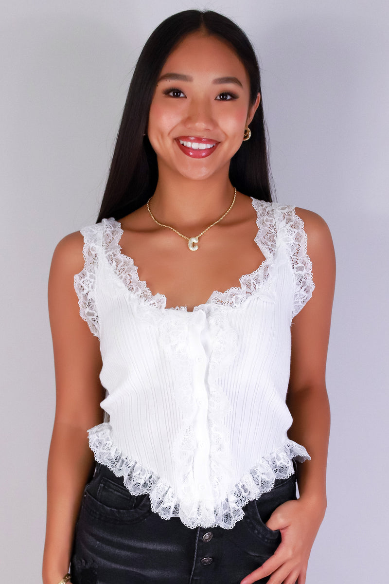 Jeans Warehouse Hawaii - SOLID TANKS/ TUBES - LACY DAYS SWEATER TANK TOP | By PAPERMOON/ B_ENVIED