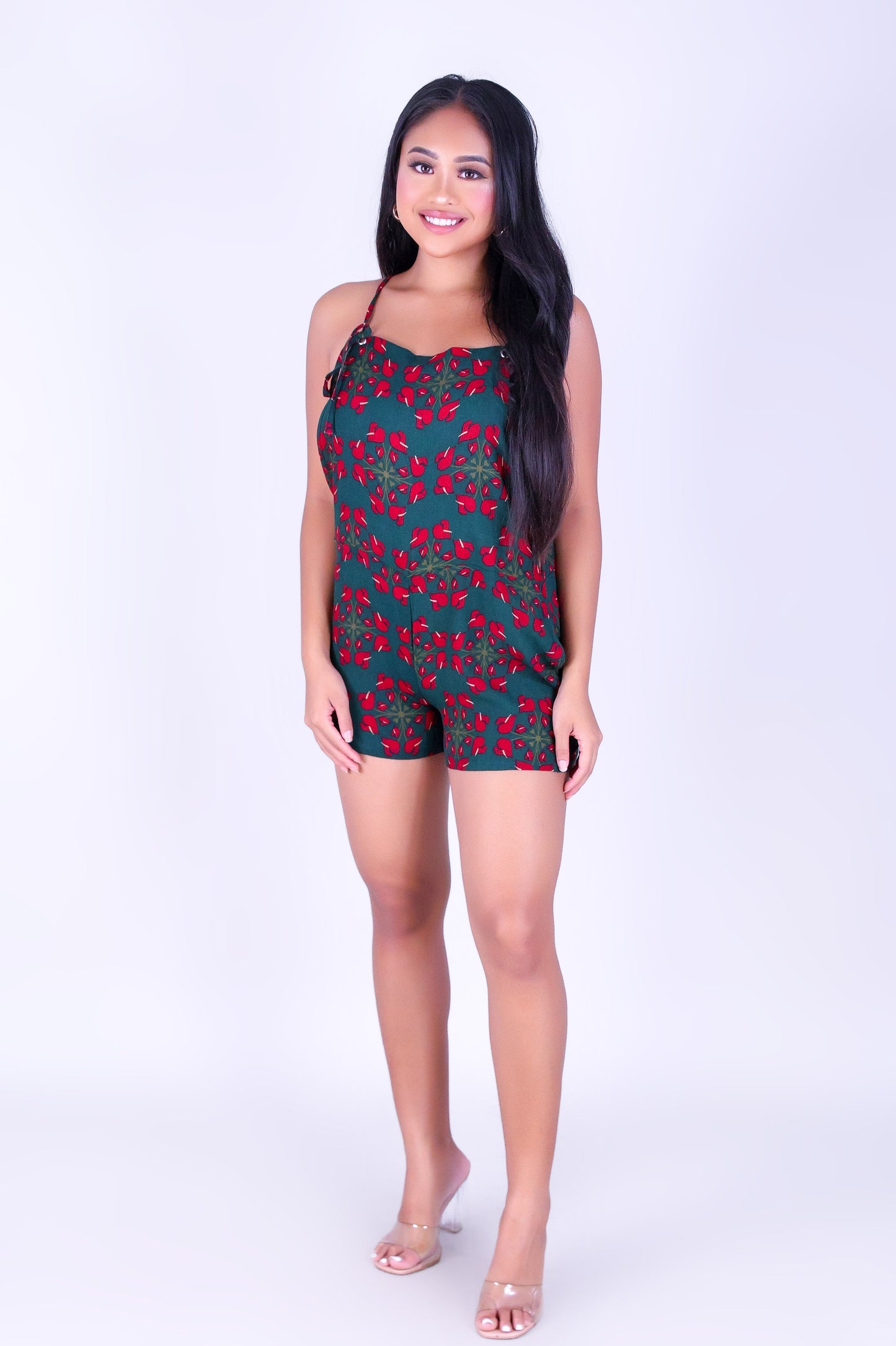 ANTHURIUM QUILT OVERALL ROMPER