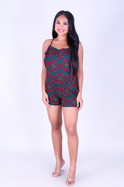 ANTHURIUM QUILT OVERALL ROMPER