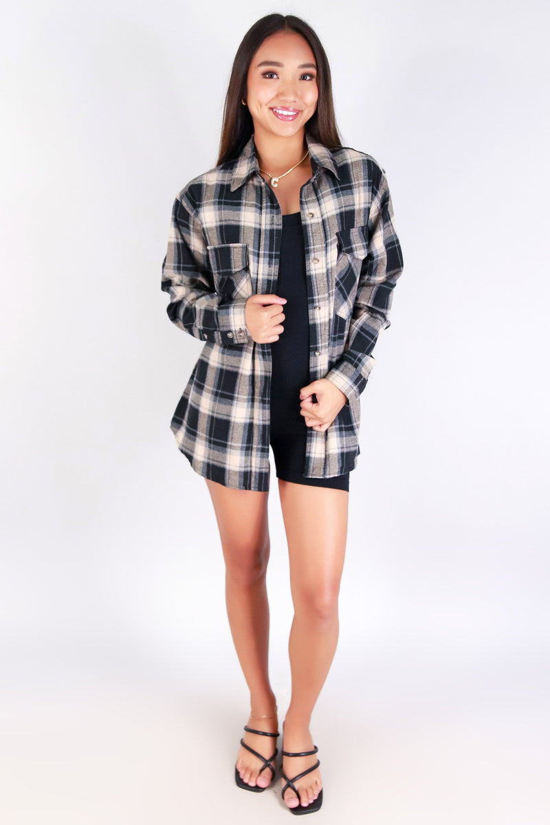 Jeans Warehouse Hawaii - L/S PRINT WOVEN CASUAL TOPS - CHIC CHECK PLAID TOP | By PASSPORT/MS BUBBLES