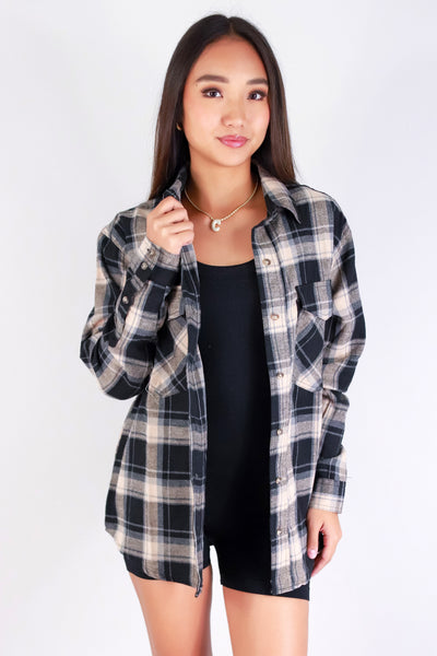 Jeans Warehouse Hawaii - L/S PRINT WOVEN CASUAL TOPS - CHIC CHECK PLAID TOP | By PASSPORT/MS BUBBLES