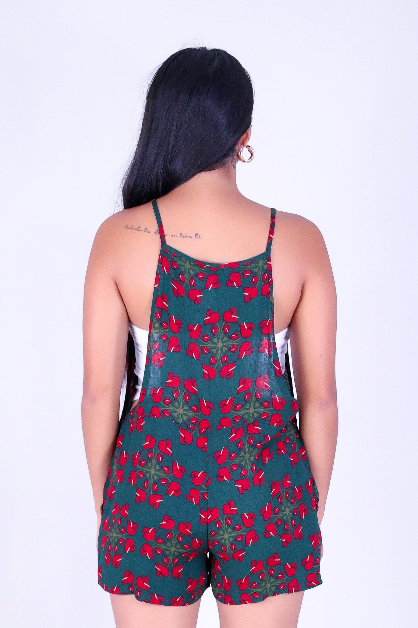 ANTHURIUM QUILT OVERALL ROMPER