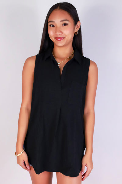 Jeans Warehouse Hawaii - TANK SOLID WOVEN CASUAL TOPS - LAIDBACK LOVE TOP | By TIMING