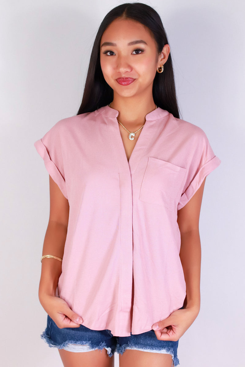 Jeans Warehouse Hawaii - S/S SOLID WOVEN CASUAL TOPS - STYLED TO GO TOP | By PAPERMOON/ B_ENVIED