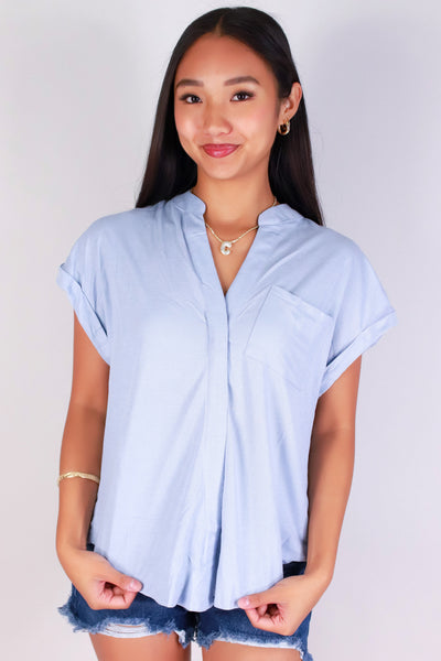 Jeans Warehouse Hawaii - S/S SOLID WOVEN CASUAL TOPS - STYLED TO GO TOP | By PAPERMOON/ B_ENVIED