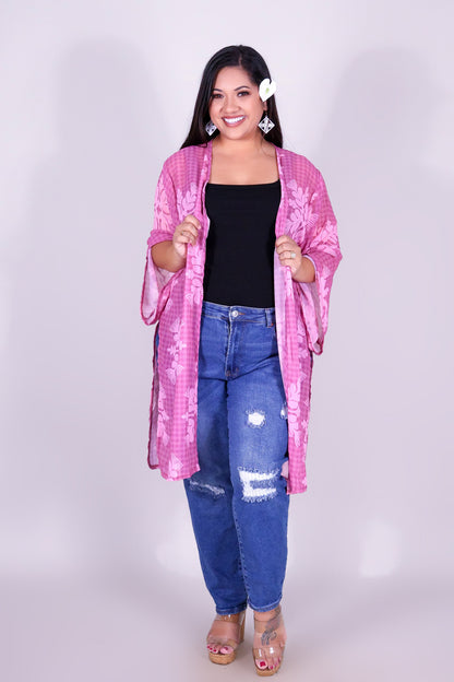 GINGHAM OHIA CHIFFON CARDIGAN