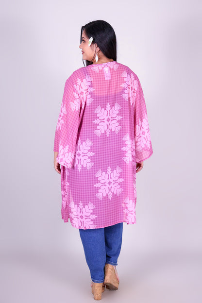 GINGHAM OHIA CHIFFON CARDIGAN