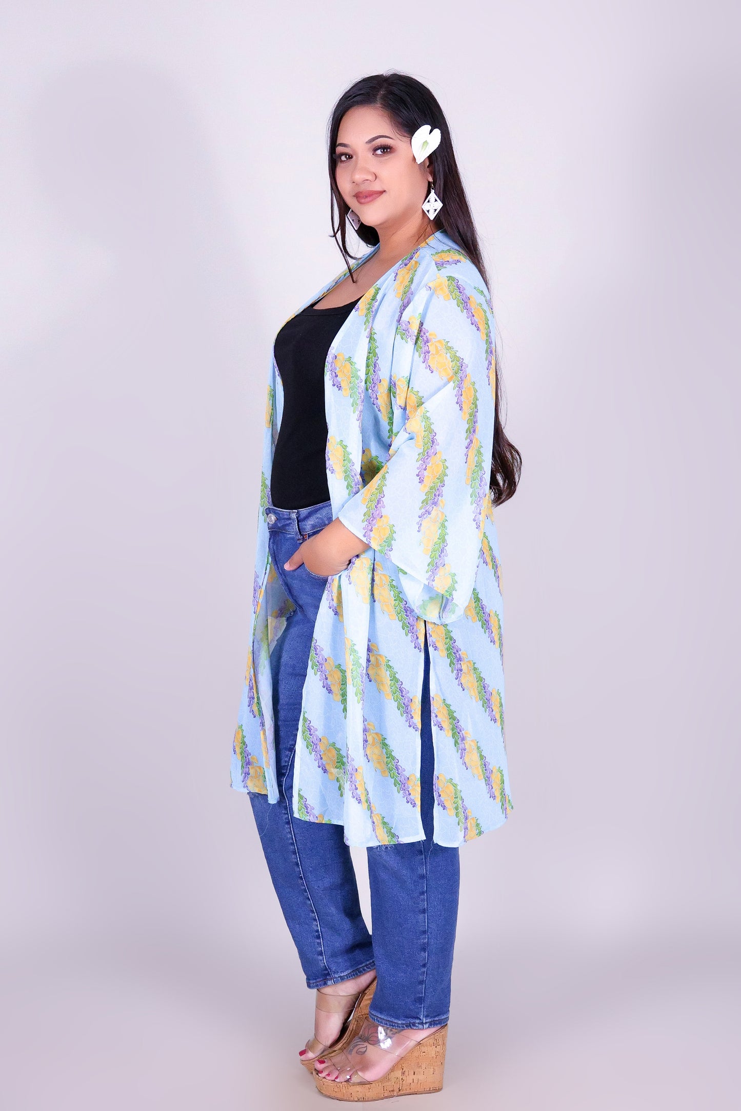TWISTED LEI CHIFFON CARDIGAN