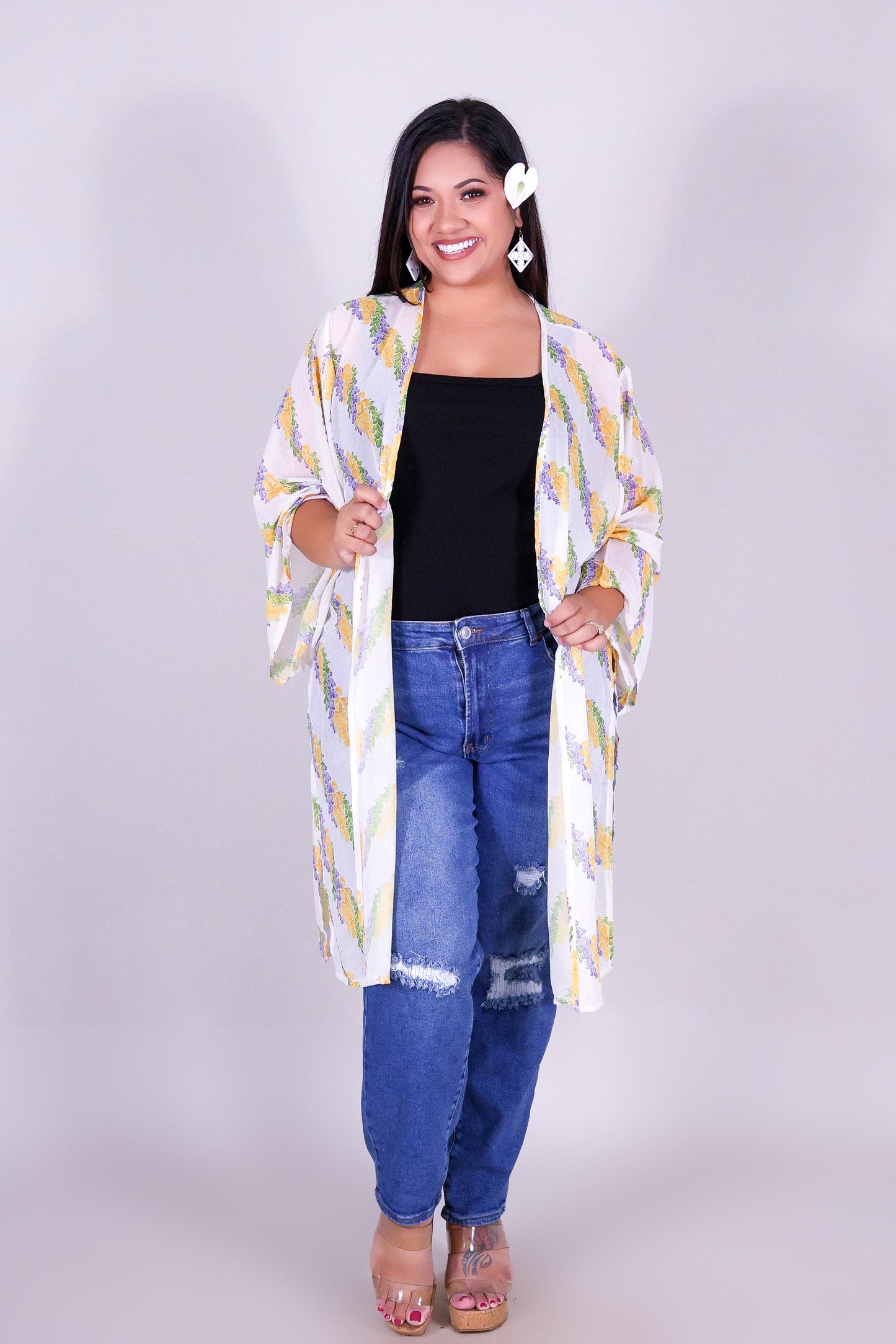 TWISTED LEI CHIFFON CARDIGAN