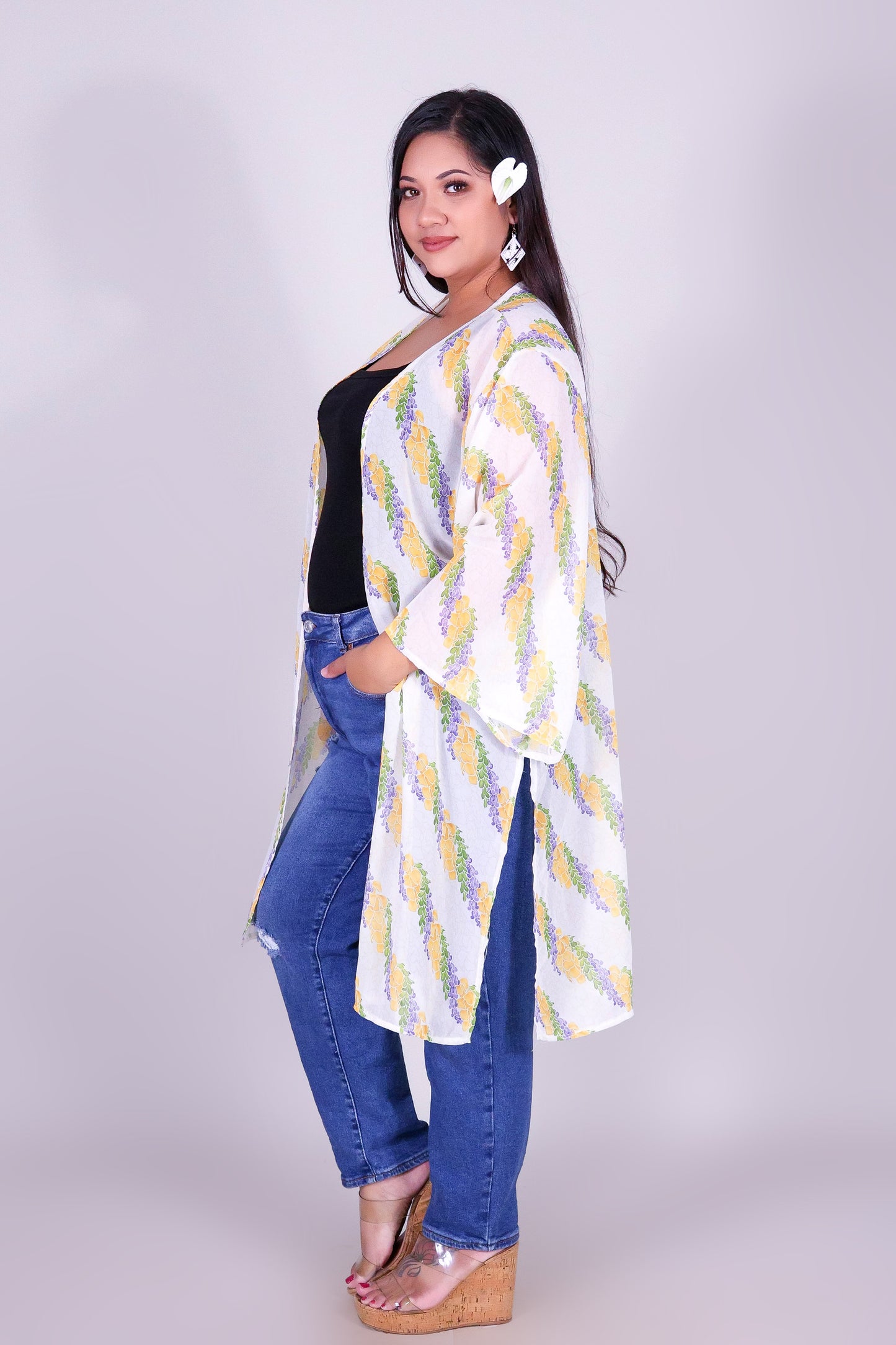 TWISTED LEI CHIFFON CARDIGAN