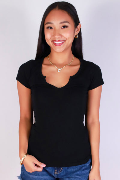 Jeans Warehouse Hawaii - SS CASUAL SOLID - SUGAR SPLIT TOP | By CRESCITA APPAREL/SHINE I
