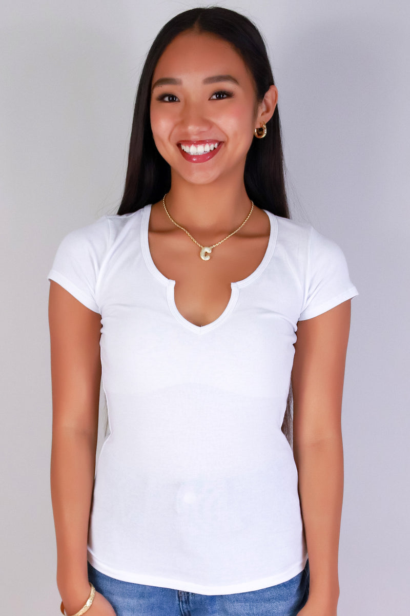 Jeans Warehouse Hawaii - SS CASUAL SOLID - SUGAR SPLIT TOP | By CRESCITA APPAREL/SHINE I