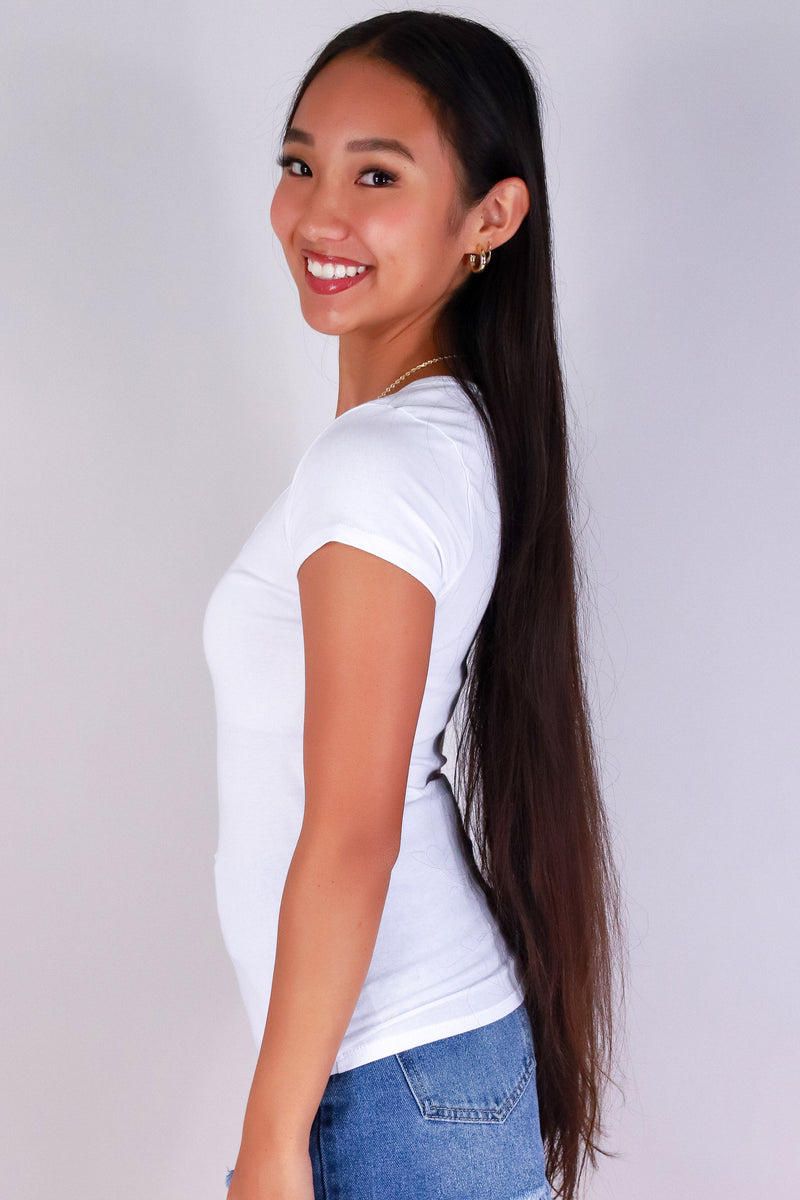 Jeans Warehouse Hawaii - SS CASUAL SOLID - SUGAR SPLIT TOP | By CRESCITA APPAREL/SHINE I
