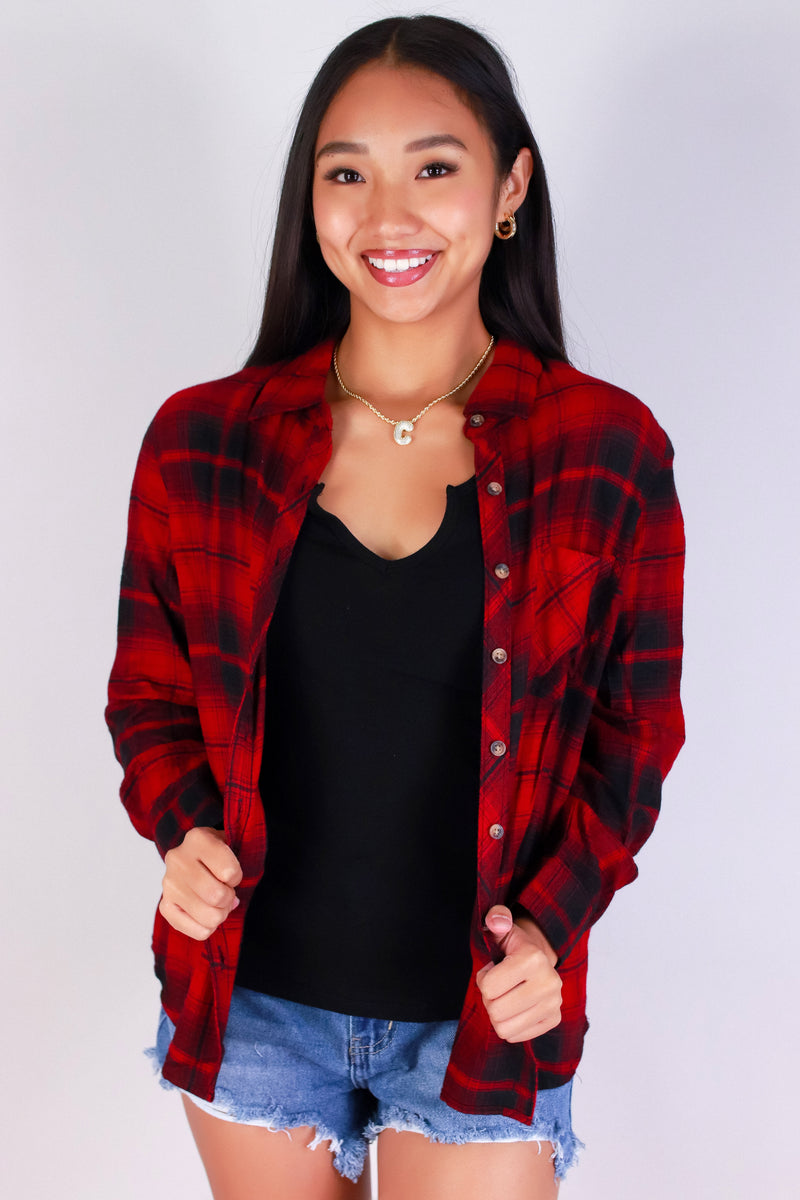 Jeans Warehouse Hawaii - L/S PRINT WOVEN CASUAL TOPS - HONEY CHECK PLAID TOP | By BARON DISTRIBUTORS