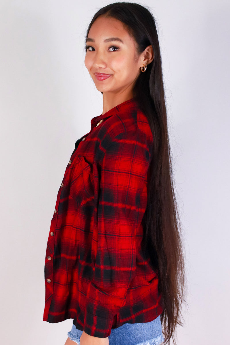 Jeans Warehouse Hawaii - L/S PRINT WOVEN CASUAL TOPS - HONEY CHECK PLAID TOP | By BARON DISTRIBUTORS