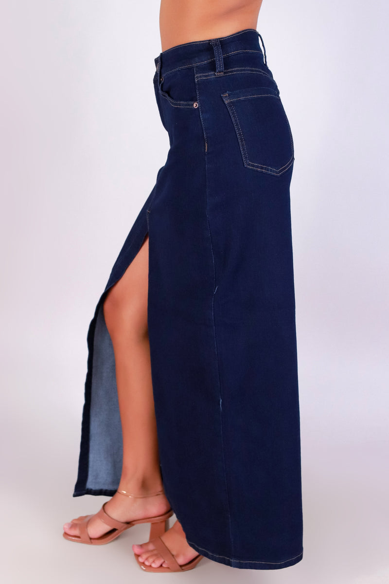 Jeans Warehouse Hawaii - WOVEN LONG SKIRT - BLUE BELLE MAXI DENIM SKIRT | By LEGEND JEANS