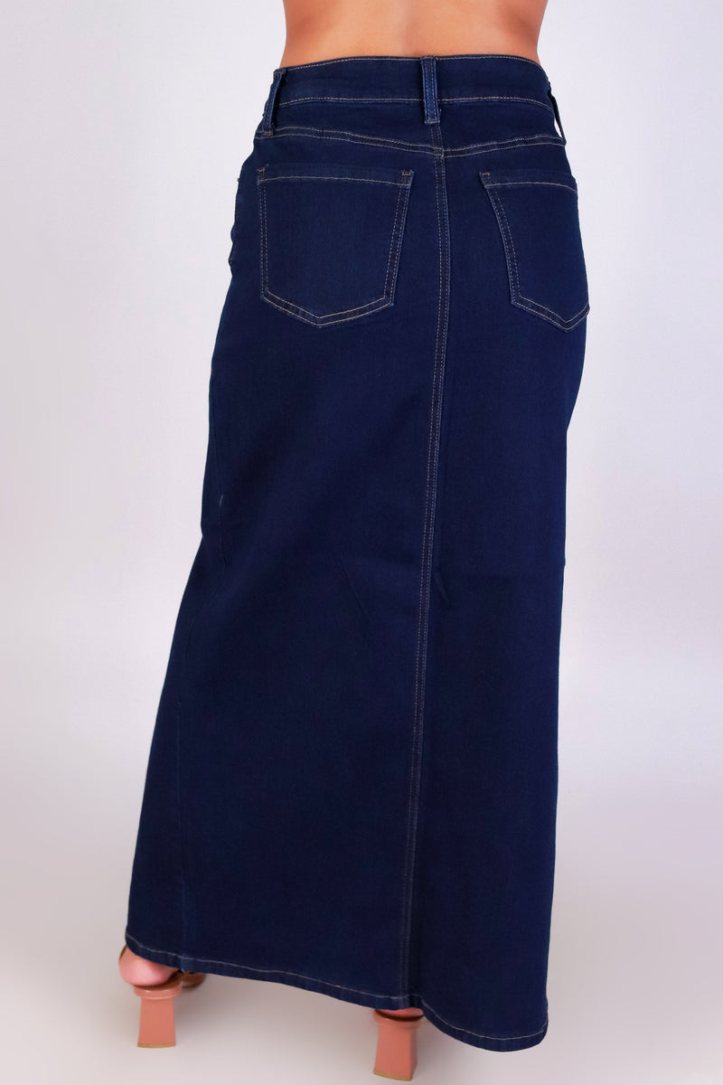 Jeans Warehouse Hawaii - WOVEN LONG SKIRT - BLUE BELLE MAXI DENIM SKIRT | By LEGEND JEANS