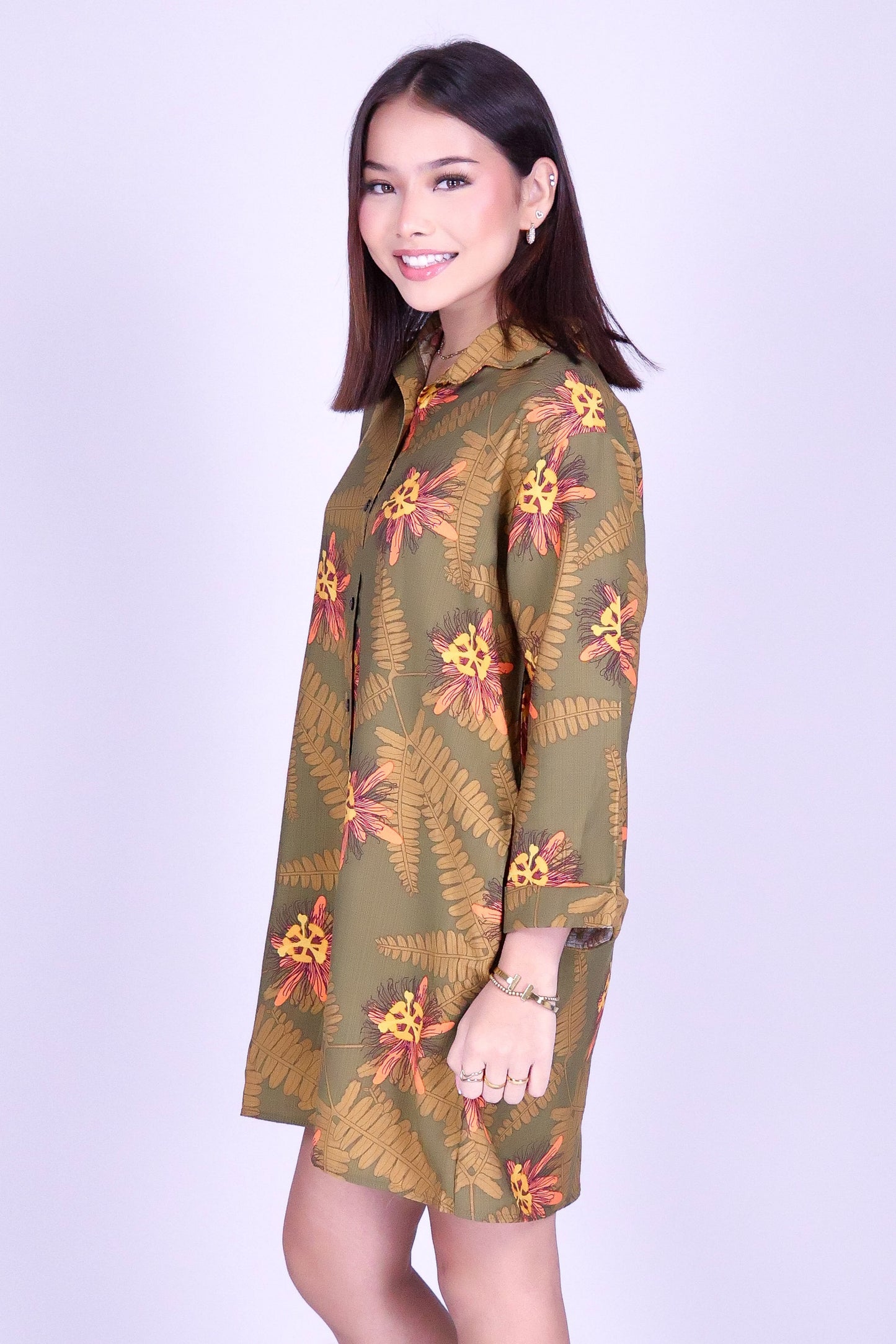 LILIKOI FERN BUTTON DOWN DRESS