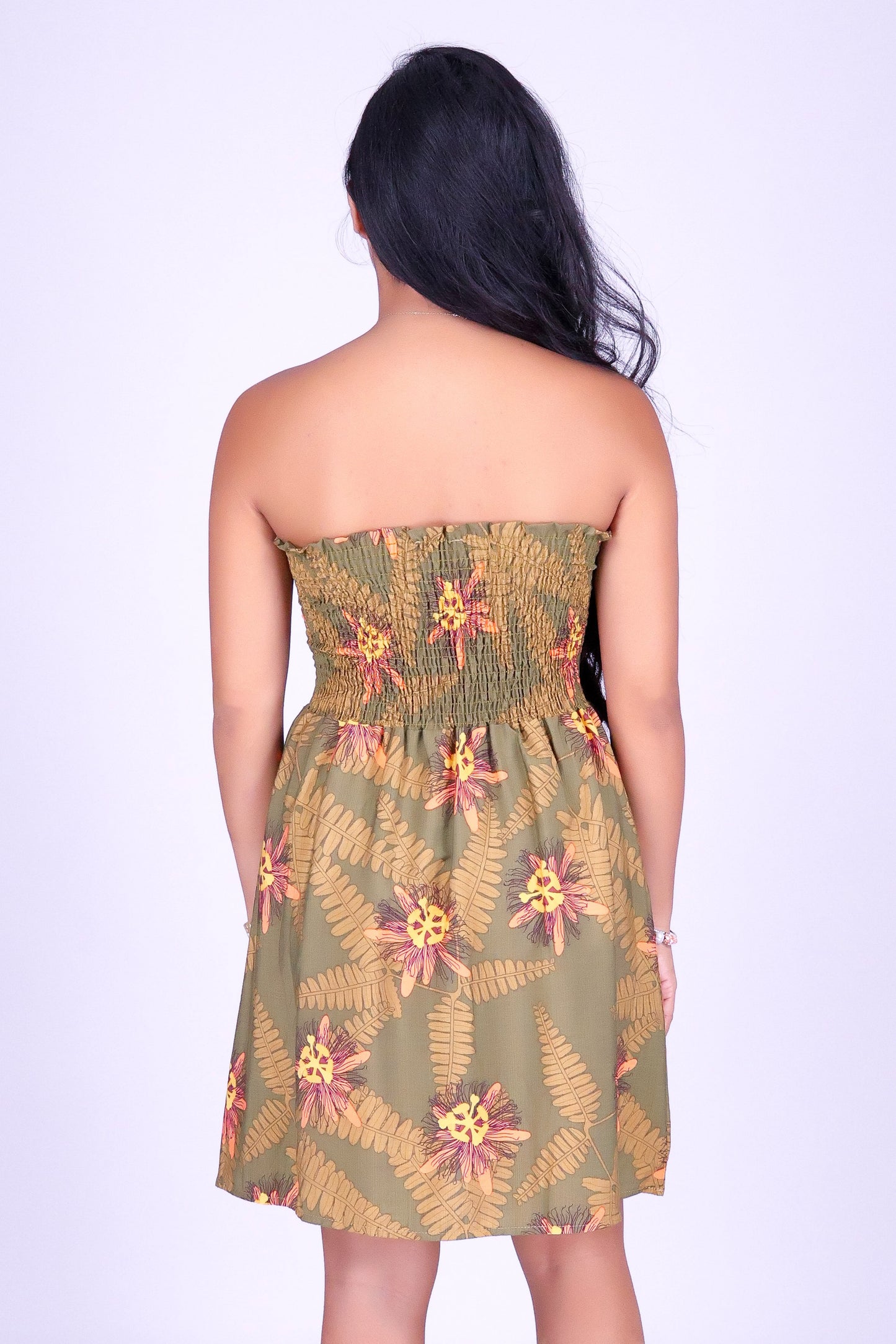 LILIKOI FERN TUBE SMOCKED BABYDOLL DRESS