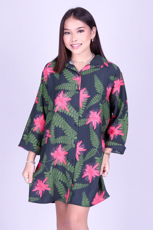 LILIKOI FERN BUTTON DOWN DRESS