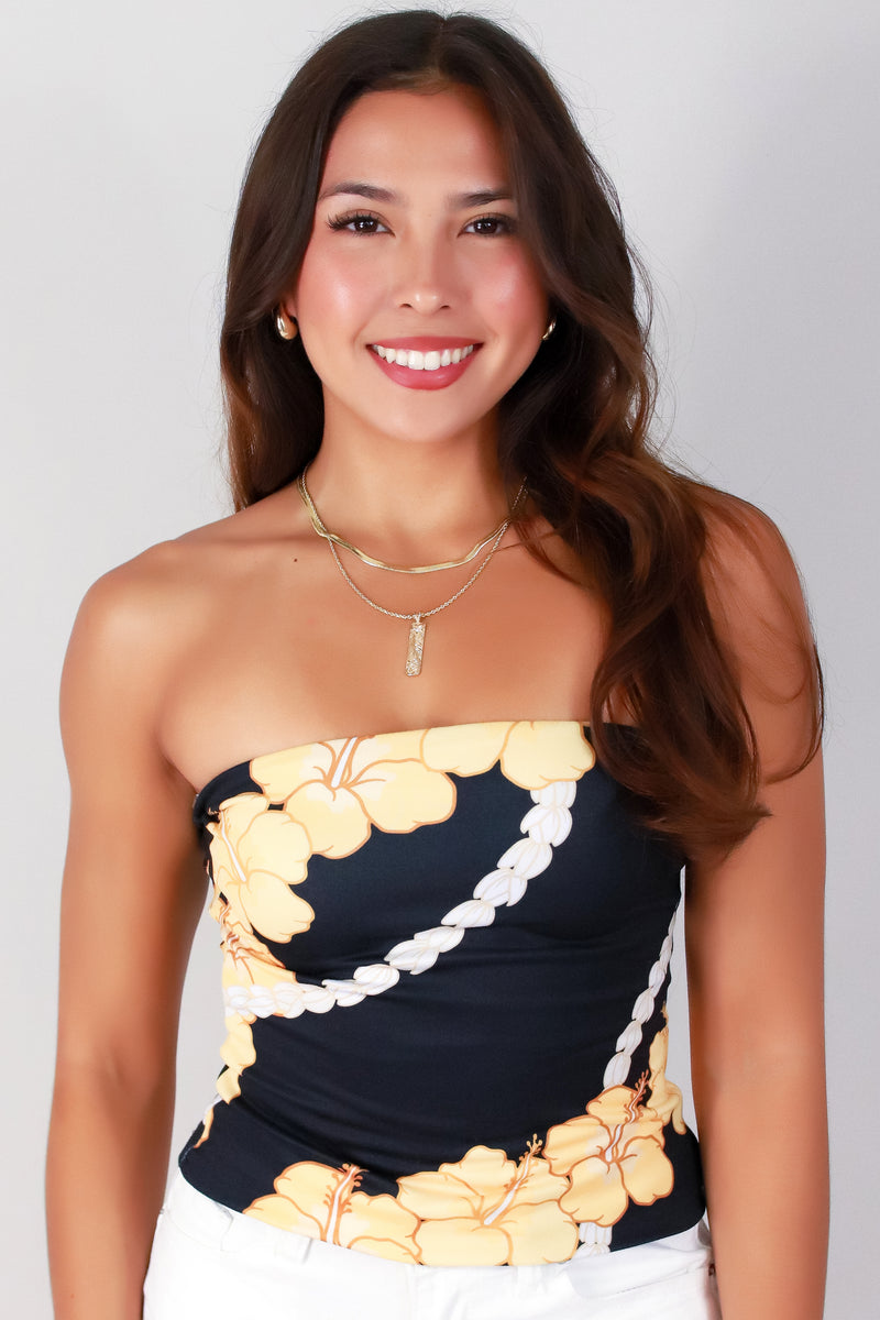 Jeans Warehouse Hawaii - SL PRINT - HIBISCUS PIKAKE TUBE TOP | By LUZ