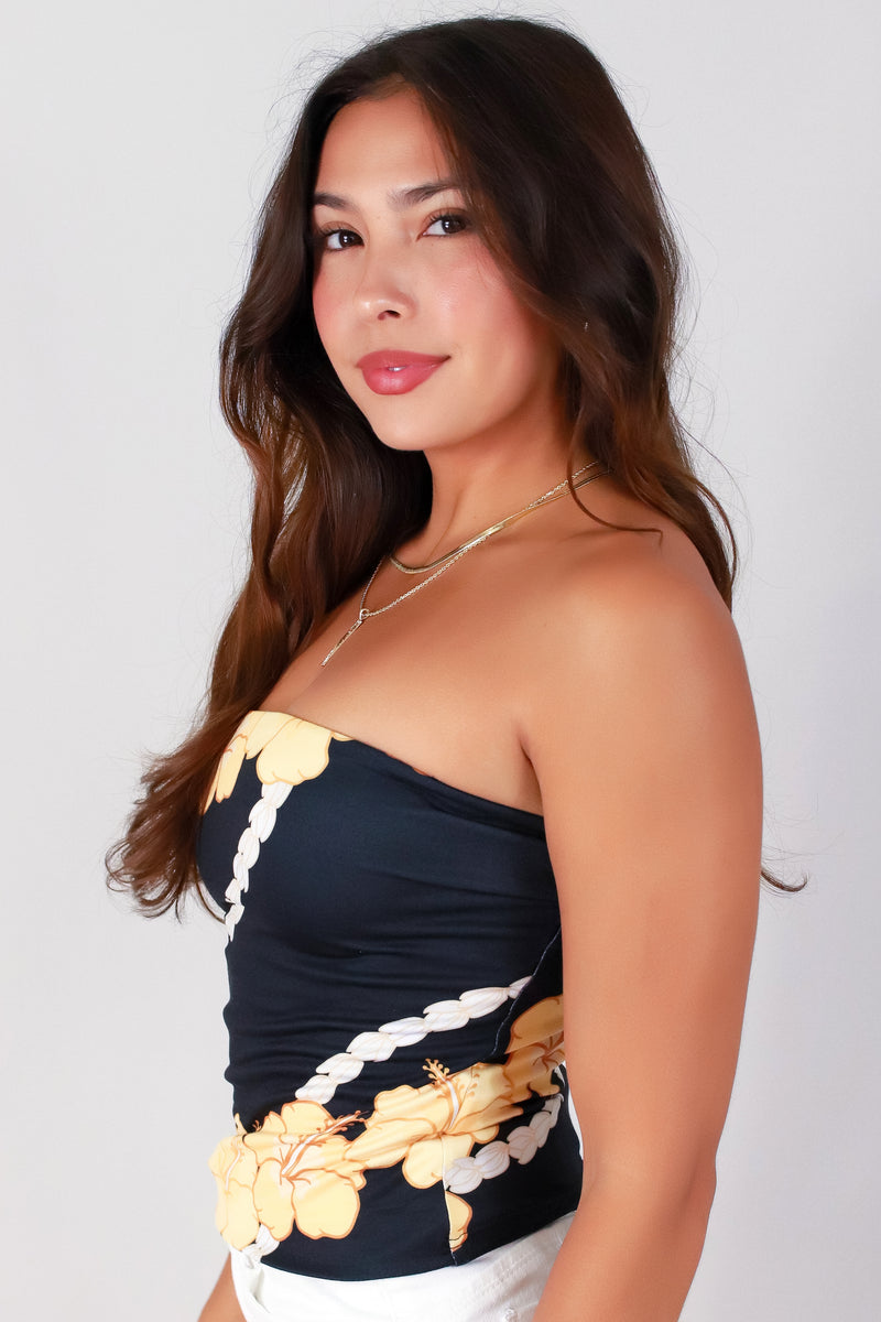 Jeans Warehouse Hawaii - SL PRINT - HIBISCUS PIKAKE TUBE TOP | By LUZ