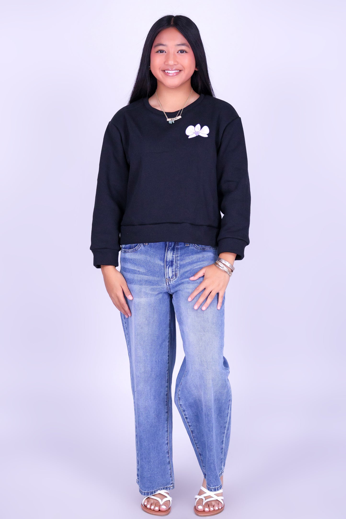 ORCHID CROWN OVERSIZED SWEATER | KIDS SIZE 2-14