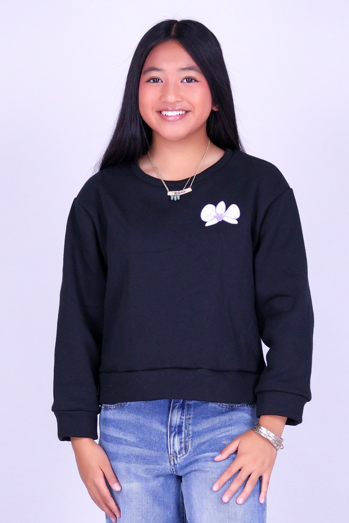 ORCHID CROWN OVERSIZED SWEATER | KIDS SIZE 2-14