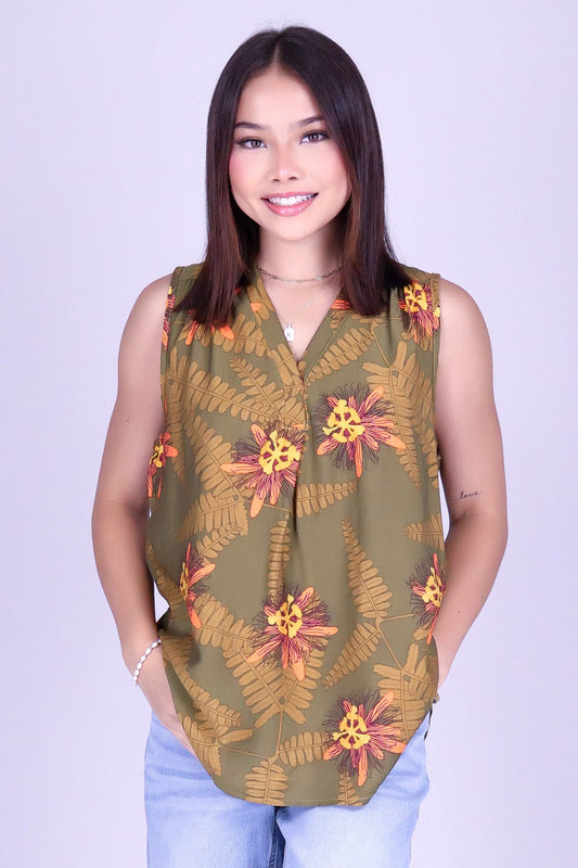 LILIKOI FERN SLEEVELESS BLOUSE