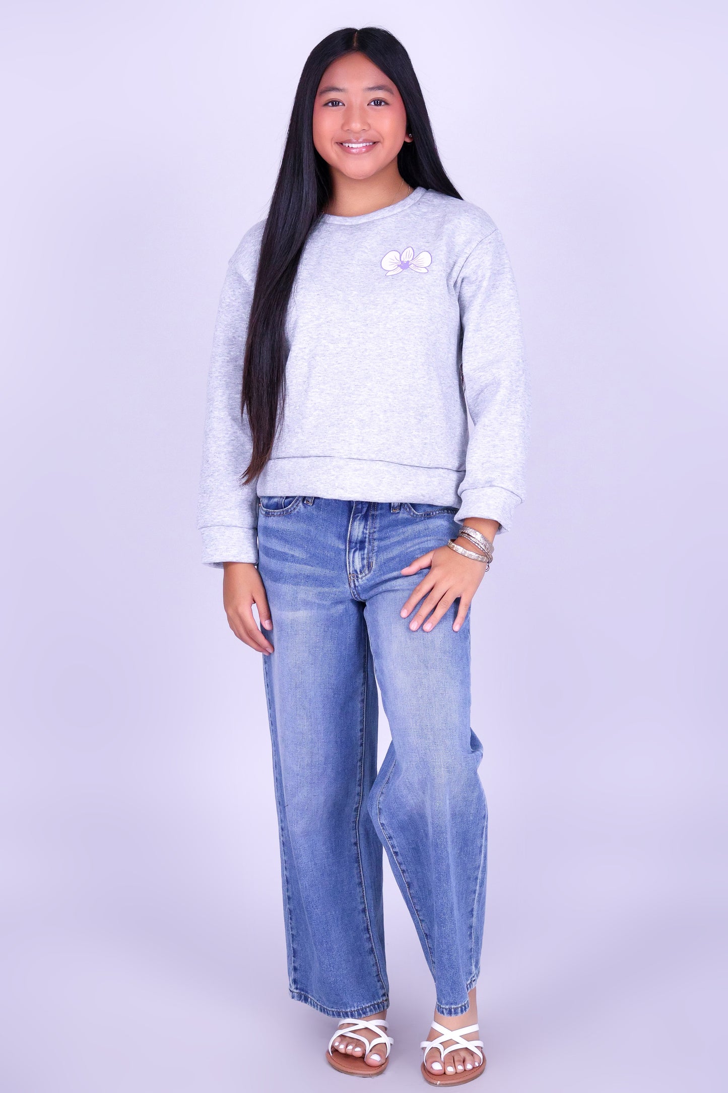 ORCHID CROWN OVERSIZED SWEATER | KIDS SIZE 2-14