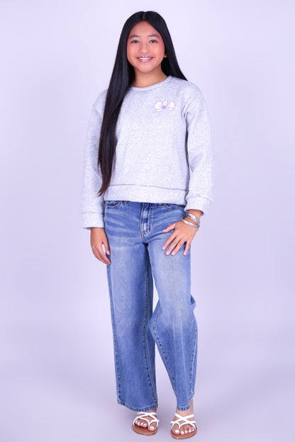 ORCHID CROWN OVERSIZED SWEATER | KIDS SIZE 2-14