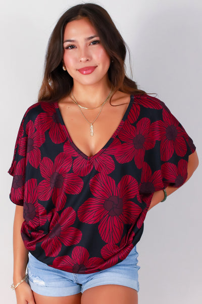 Jeans Warehouse Hawaii - SS PRINT - HAU FLOWER DOLMAN TOP | By LUZ