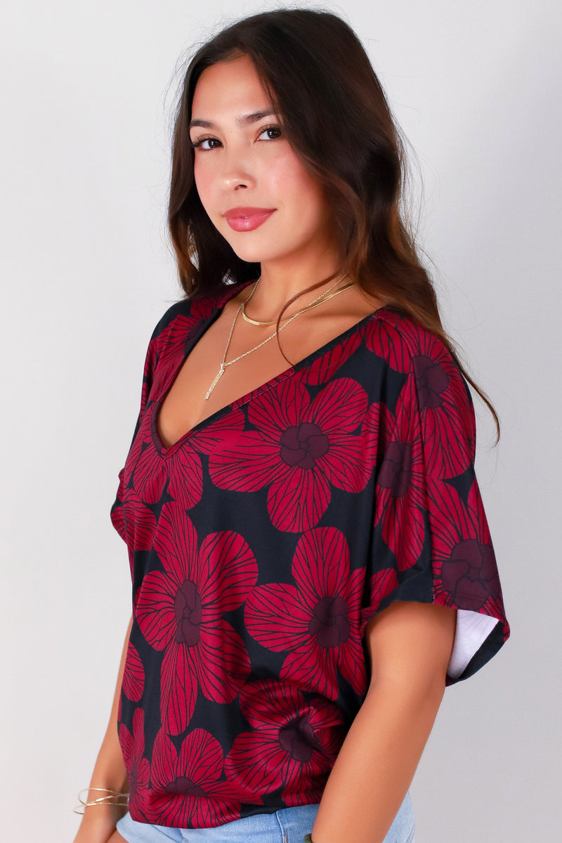 Jeans Warehouse Hawaii - SS PRINT - HAU FLOWER DOLMAN TOP | By LUZ