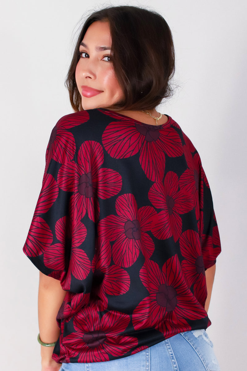 Jeans Warehouse Hawaii - SS PRINT - HAU FLOWER DOLMAN TOP | By LUZ
