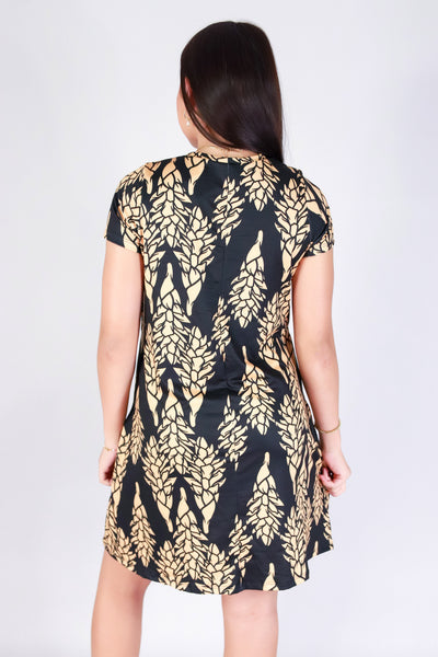 Jeans Warehouse Hawaii - SLEEVE SHORT PRINT DRESSES - GINGER TRAPEZE DRESS | By LUZ