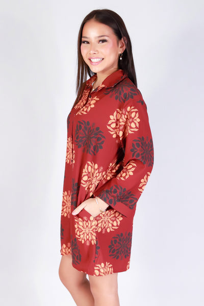 Jeans Warehouse Hawaii - SLEEVE LONG PRINT DRESSES - MANGO QUILT BUTTON DOWN DRESS | By LUZ