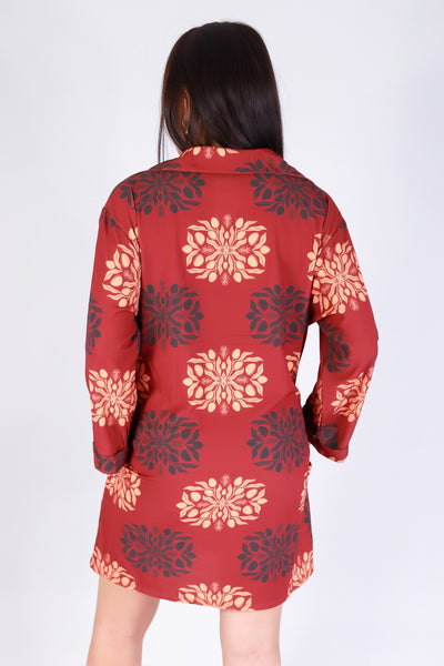 Jeans Warehouse Hawaii - SLEEVE LONG PRINT DRESSES - MANGO QUILT BUTTON DOWN DRESS | By LUZ