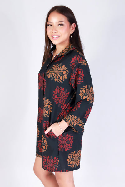 Jeans Warehouse Hawaii - SLEEVE LONG PRINT DRESSES - MANGO QUILT BUTTON DOWN DRESS | By LUZ