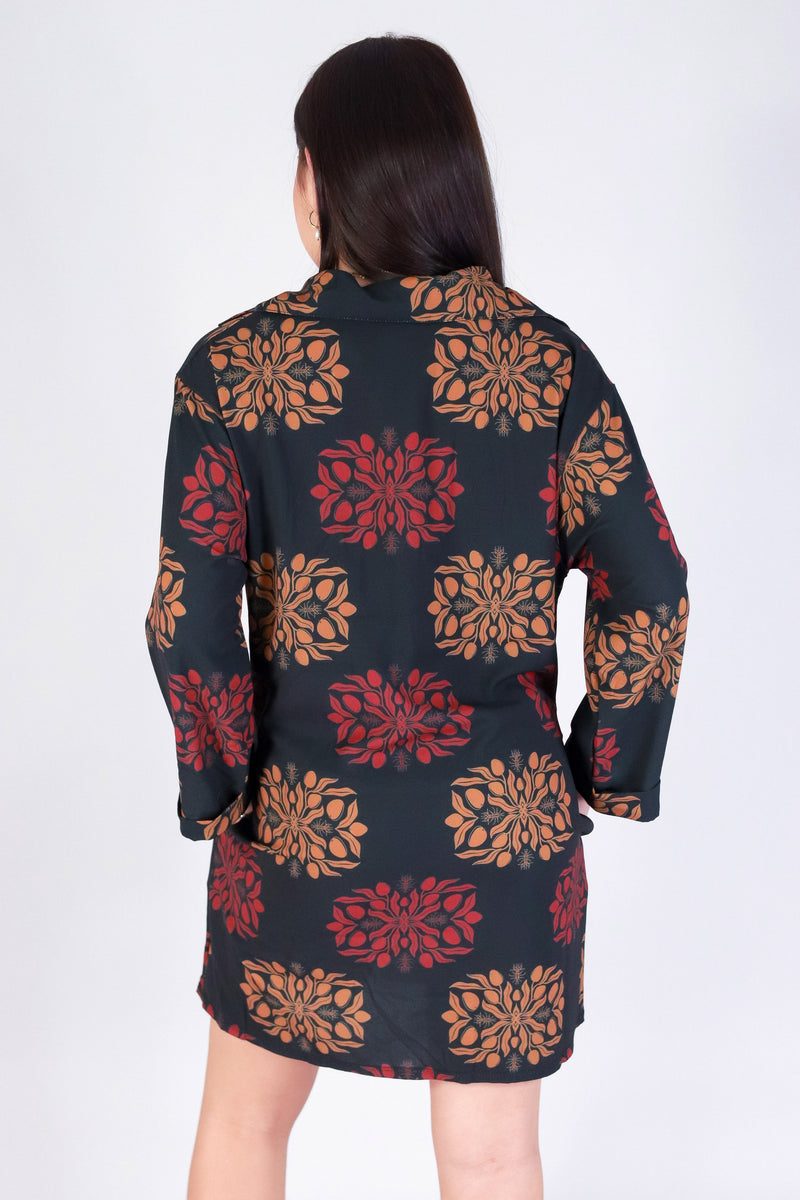 Jeans Warehouse Hawaii - SLEEVE LONG PRINT DRESSES - MANGO QUILT BUTTON DOWN DRESS | By LUZ