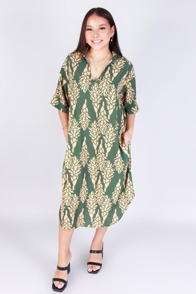 Jeans Warehouse Hawaii - SLEEVE SHORT PRINT DRESSES - GINGER MIDI T-SHIRT DRESS | By LUZ