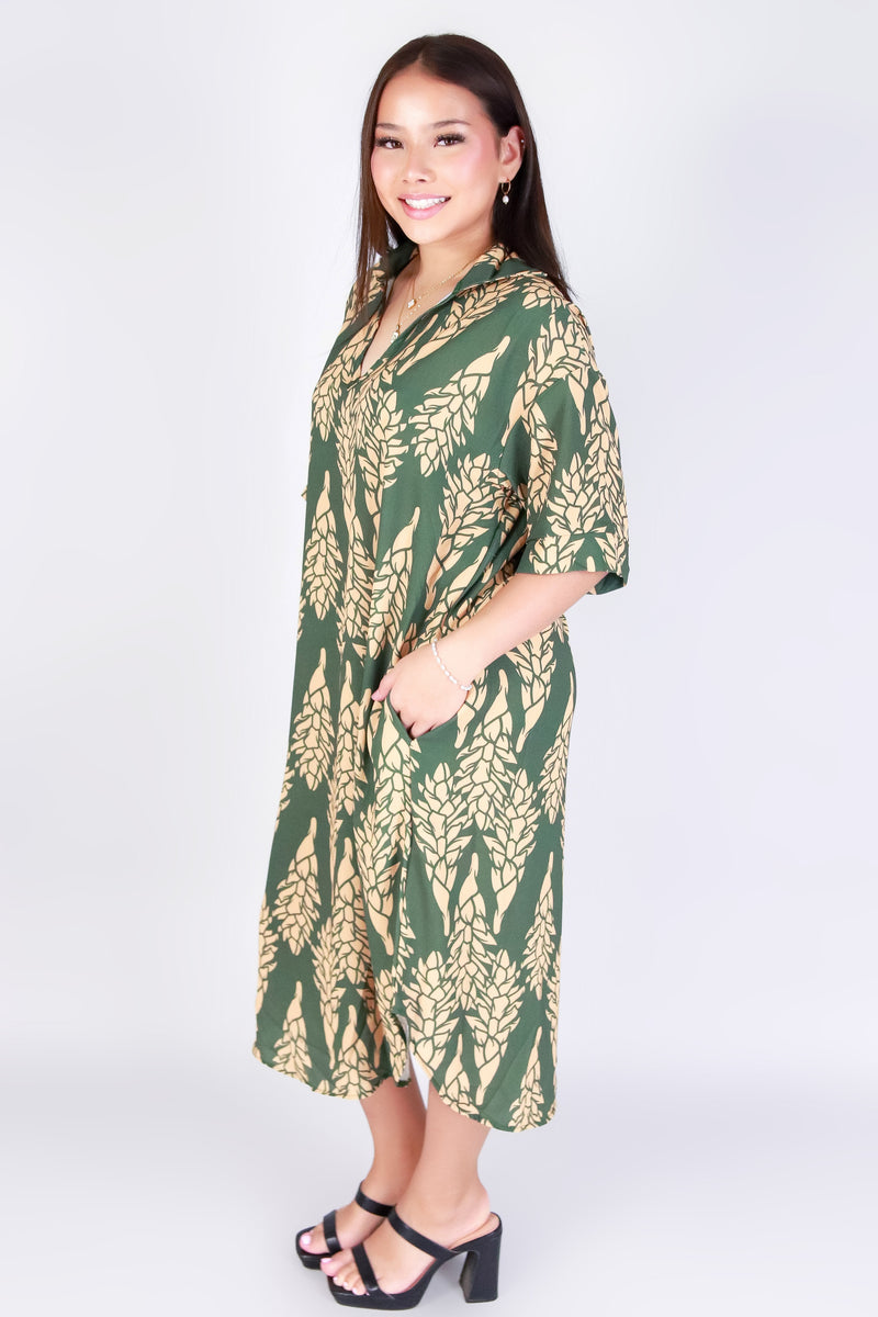 Jeans Warehouse Hawaii - SLEEVE SHORT PRINT DRESSES - GINGER MIDI T-SHIRT DRESS | By LUZ